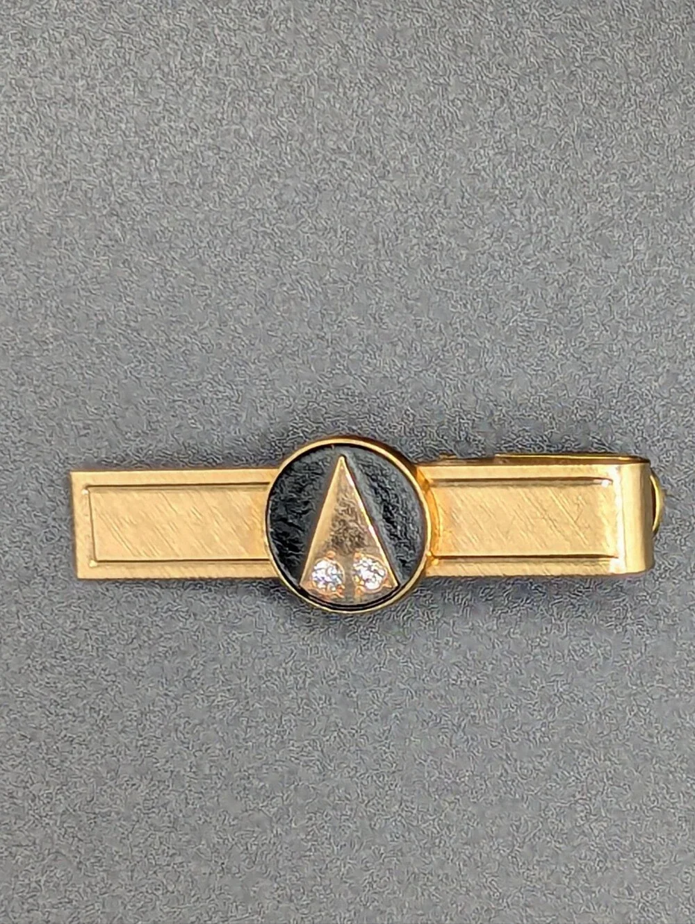 Gold Tie Clip with Black Enamel Triangle Accent
